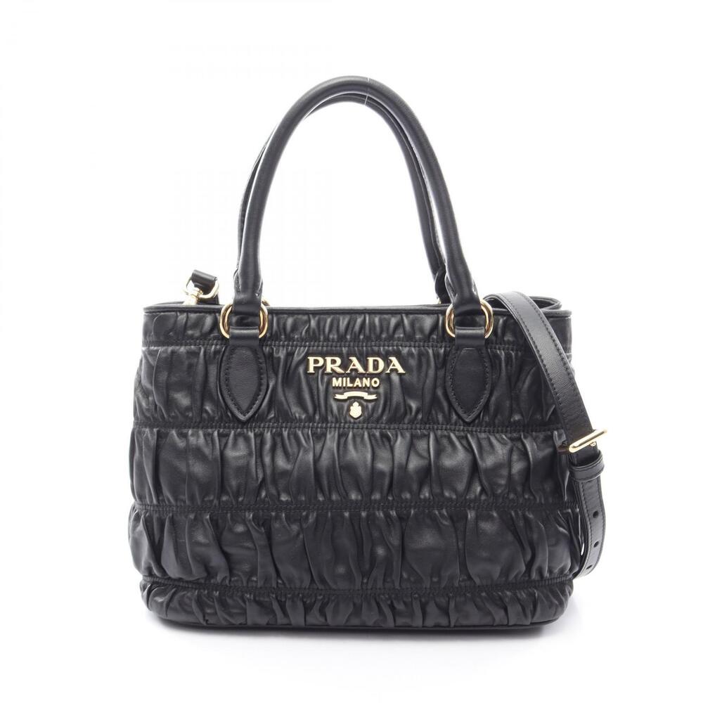 Prada TESSUTO SOFT Handbag Leather Black